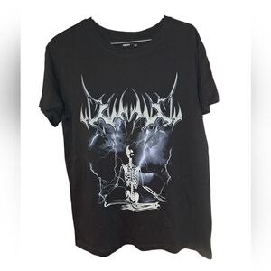 Cropp Black Tshirt With Lightning  Skeleton Size Medium